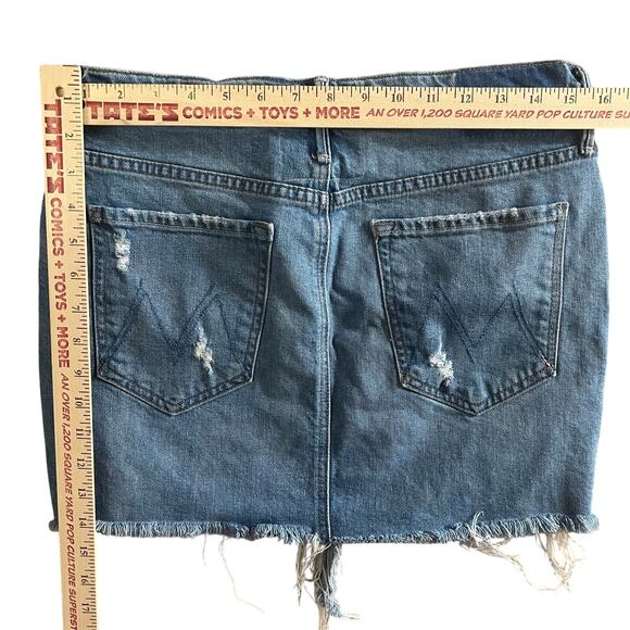 Mother Superior The Vagabond Mini Fray Denim Skirt Destroyed Bills Sz 28 - Picture 3 of 10